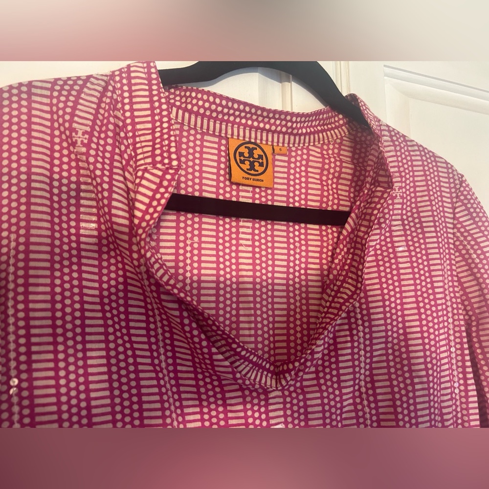 Tory raspberry Red and White Striped Top